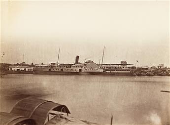 (EARLY CHINESE PHOTOGRAPHY) A group of five Canton photographs of ships on the Pearl River.